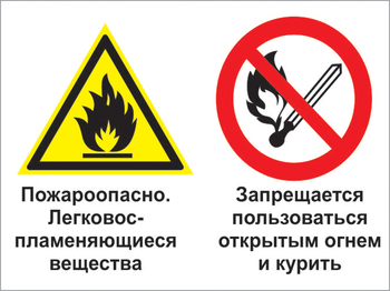 Кз 25 пожароопасно - легковоспламеняющиеся вещества. запрещается пользоваться открытым огнем и курить. (пленка, 400х300 мм) - Знаки безопасности - Комбинированные знаки безопасности - ohrana.inoy.org