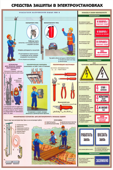 ПС29 Средства защиты в электроустановках (ламинированная бумага, А2, 3 листа) - Плакаты - Электробезопасность - ohrana.inoy.org