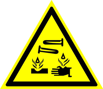 W04 опасно! едкие и коррозионные вещества (пластик, сторона 200 мм) - Знаки безопасности - Предупреждающие знаки - ohrana.inoy.org